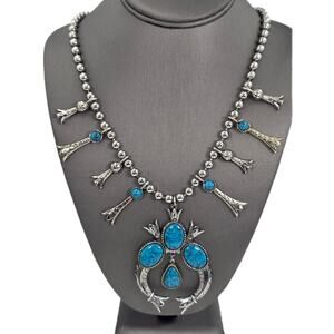 Vintage Art Arthur Pepper Faux-Turquoise Squash Blossom Naja Necklace